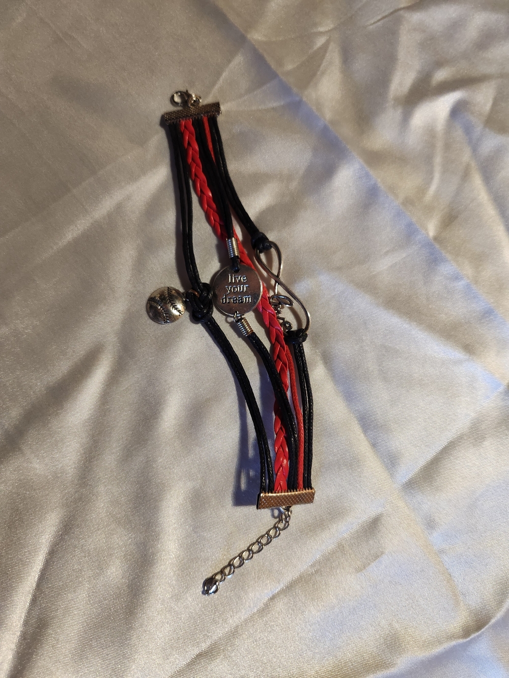 Live Your Dream Red & Black Multi-Strand Bracelet